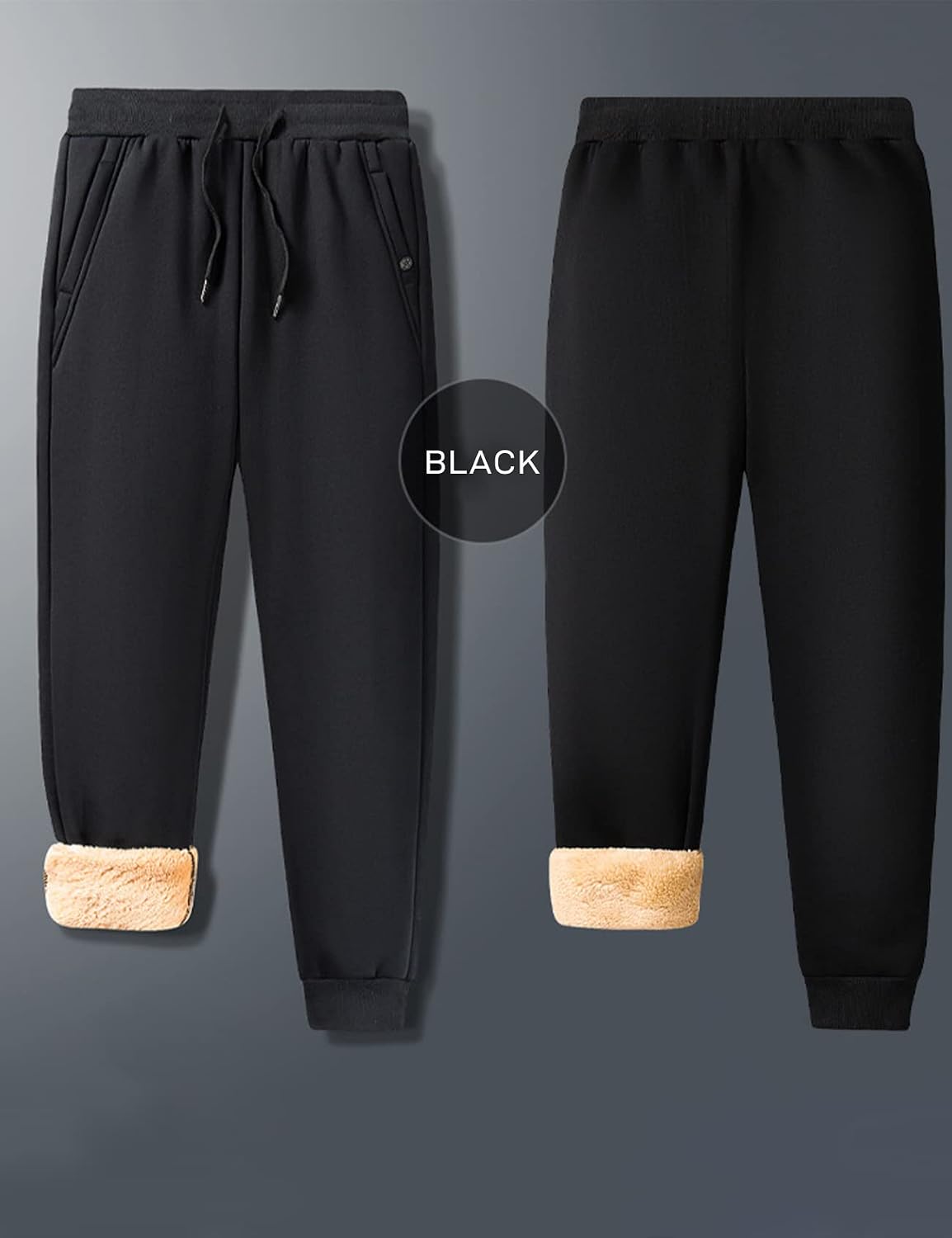 Flygo Mens Winter Sherpa Sweatepants Warm Fleece Lined Pants Pockets Athletic Active Sweatpants