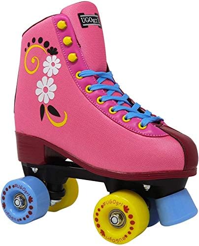 Lenexa uGOgrl Roller Skates for Girls - Kids Quad Roller Skate - Indoor, Outdoor, Derby Children's Skate - Great Youth Skates for Beginners - Pink (Men 7 / Women 9)