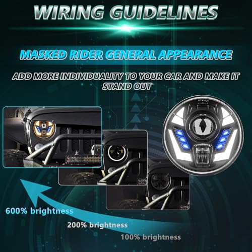 MONDEVIEW 7 Inch LED Headlight Round LED Headlights H6024 High Low Sealed Beam with Turn Signal DRL Compatible With Jeep Wrangler JK TJ CJ Chevy Ford Nissan Hummer by MONDEVIEW - Image 6