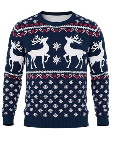 Litherday Weihnachtspullover Herren Christmas Sweater Strickpullover...