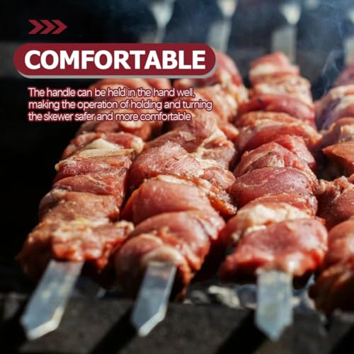 Brochetas para kebabs planas de 50 cm que evitan el giro de la carne en barbacoas, 4 piezas 5
