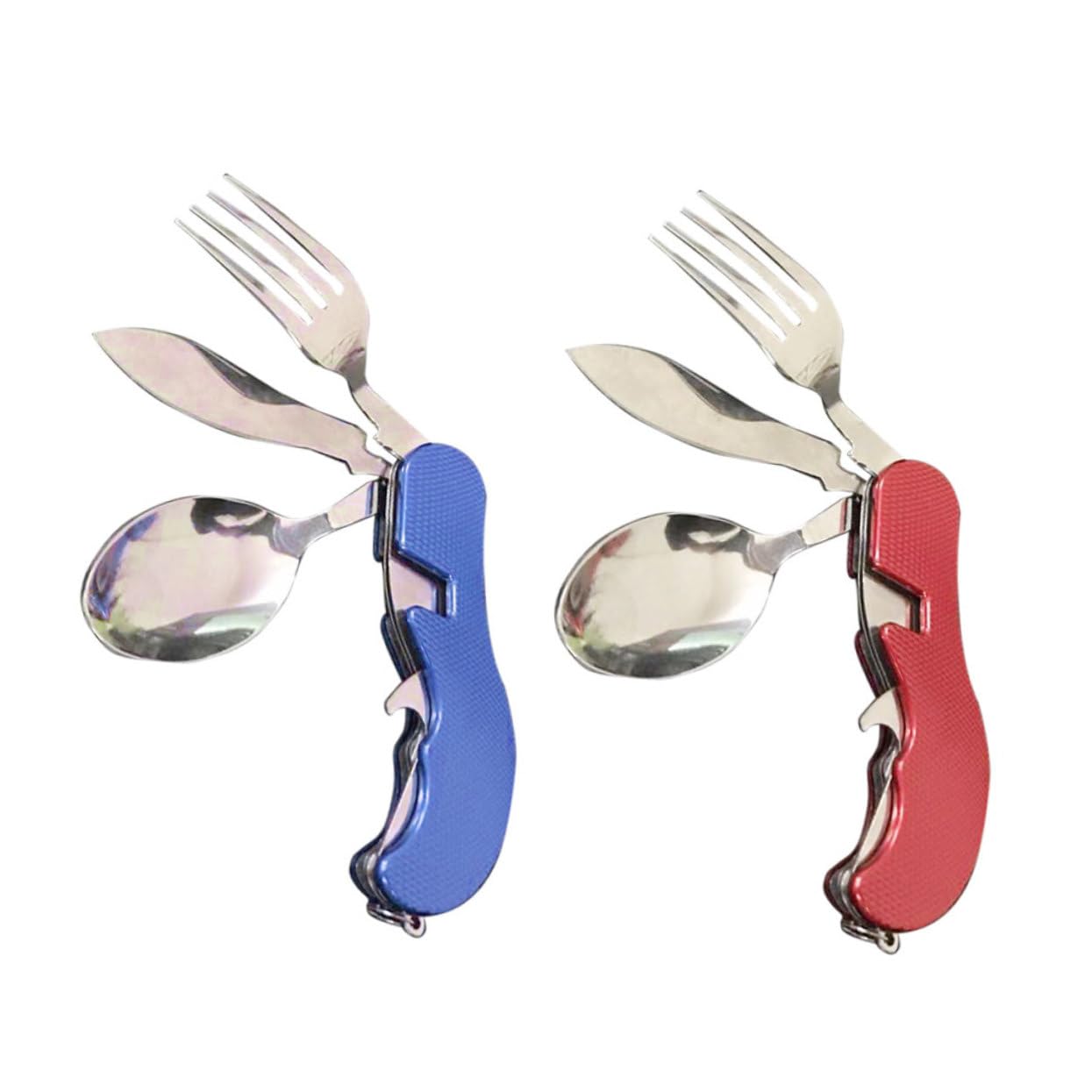 KOMBIUDA 1 Set Environmental Cutlery Picnic Spoon Utensils Flatware Kit Bottle Opener Spoon Camping Flatware Stainless Steel Serving Utensils Kitchen Supplies Wine Opener Travel Fold Suite