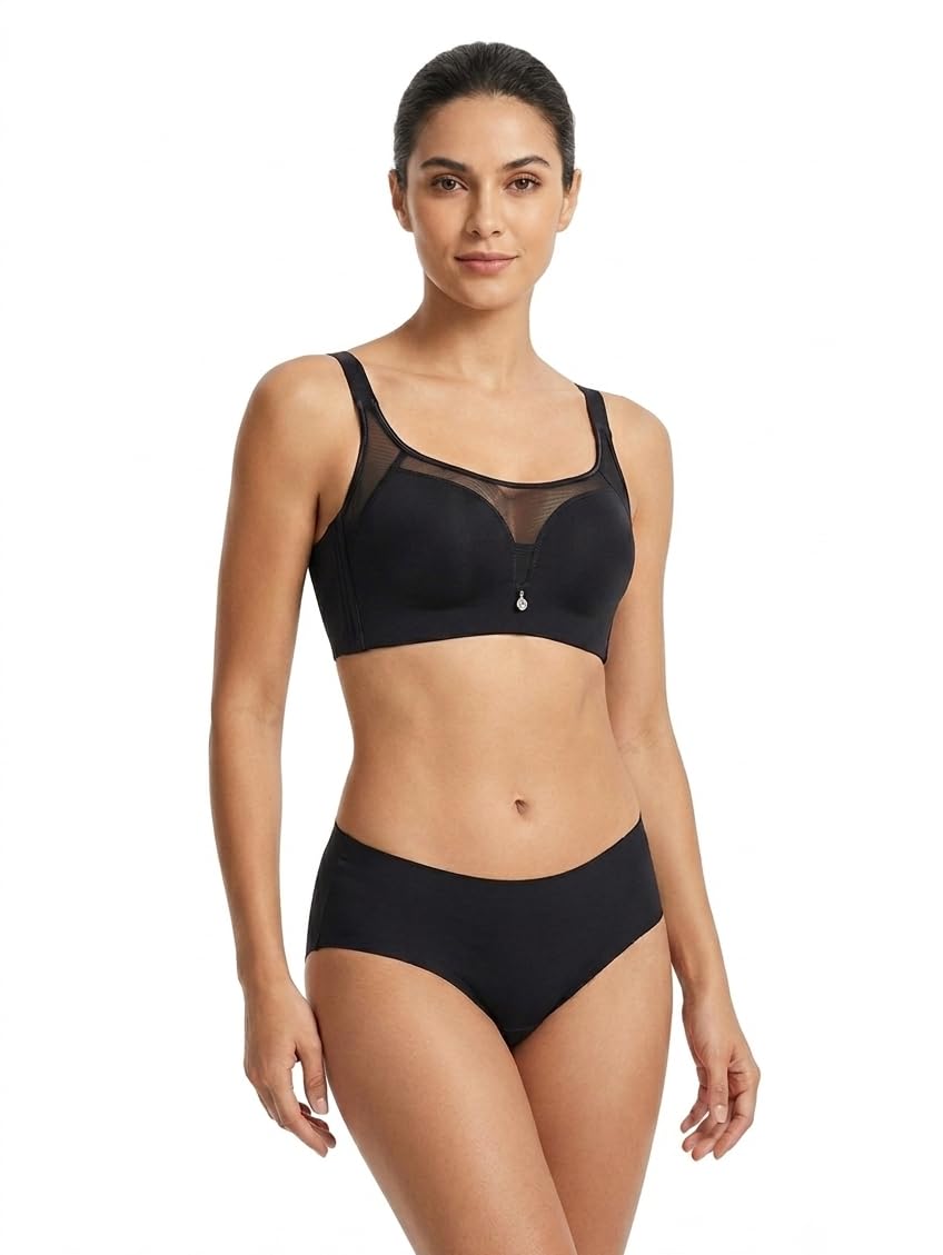 Women's Wireless Everyday Bra and Panty Set, Black-image-0