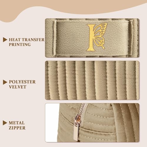 Image of COSHAYSOO Sister Birthday Gifts for Women Best Friend Bestie Friendship Fashion Makeup Bag Make Up Cosmetic Pouch Travel Size Toiletries Skin Care Essentials Organizer Velvet Initial Letter I