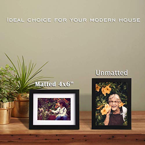 EGOFINE 8x6 Photo Frame Black Set of 3 - Solid Wood Frame 8x6 for Table Top and Wall Mounting with 4x6 Mat - Image 3