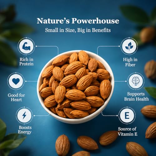 Image of RealNut Plain California Almonds 250g | Premium Badam Whole | Natural Unroasted & Unsalted Almonds | Healthy Protein Rich Dry Fruits Snack | Crunchy Almond Kernels