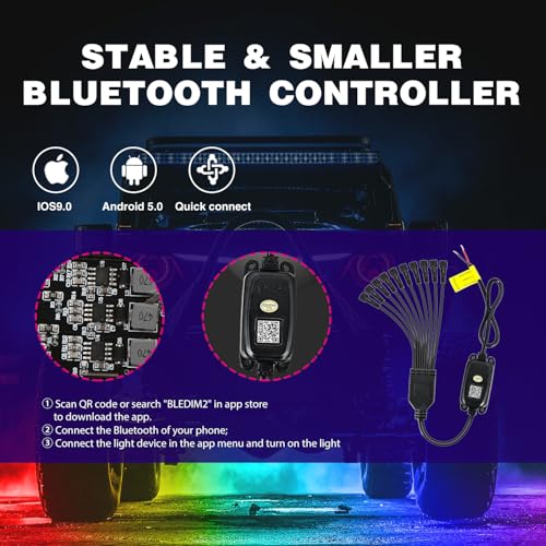 Image of Nilight RGB LED Rock Lights Kit 10 Pods Underglow Multicolor Neon Pod with Remote & Bluetooth App Control DIY Flashing Music Mode Wheel Well Light for Truck ATV UTV RZR SUV