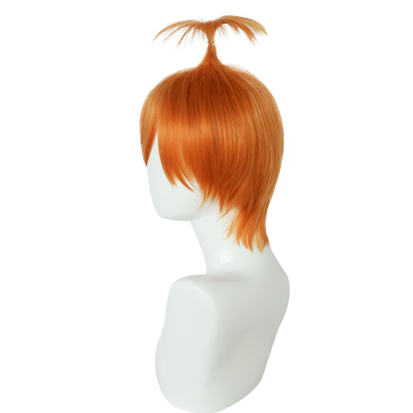 Orange Short Wig with Straight Bangs Heat Resistant Synthetic Costume Hair for Men Anime Cos Halloween Party - Image 4