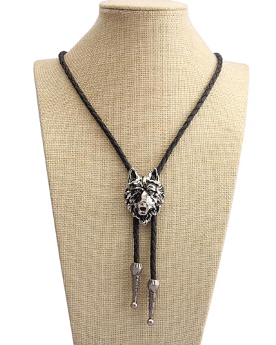 Image of GelConnie Bolo Ties for Men Women Western Cowboy Tie Mens Western Necklace Leather Necktie Gold Bolero Tie Cowboy Necklace