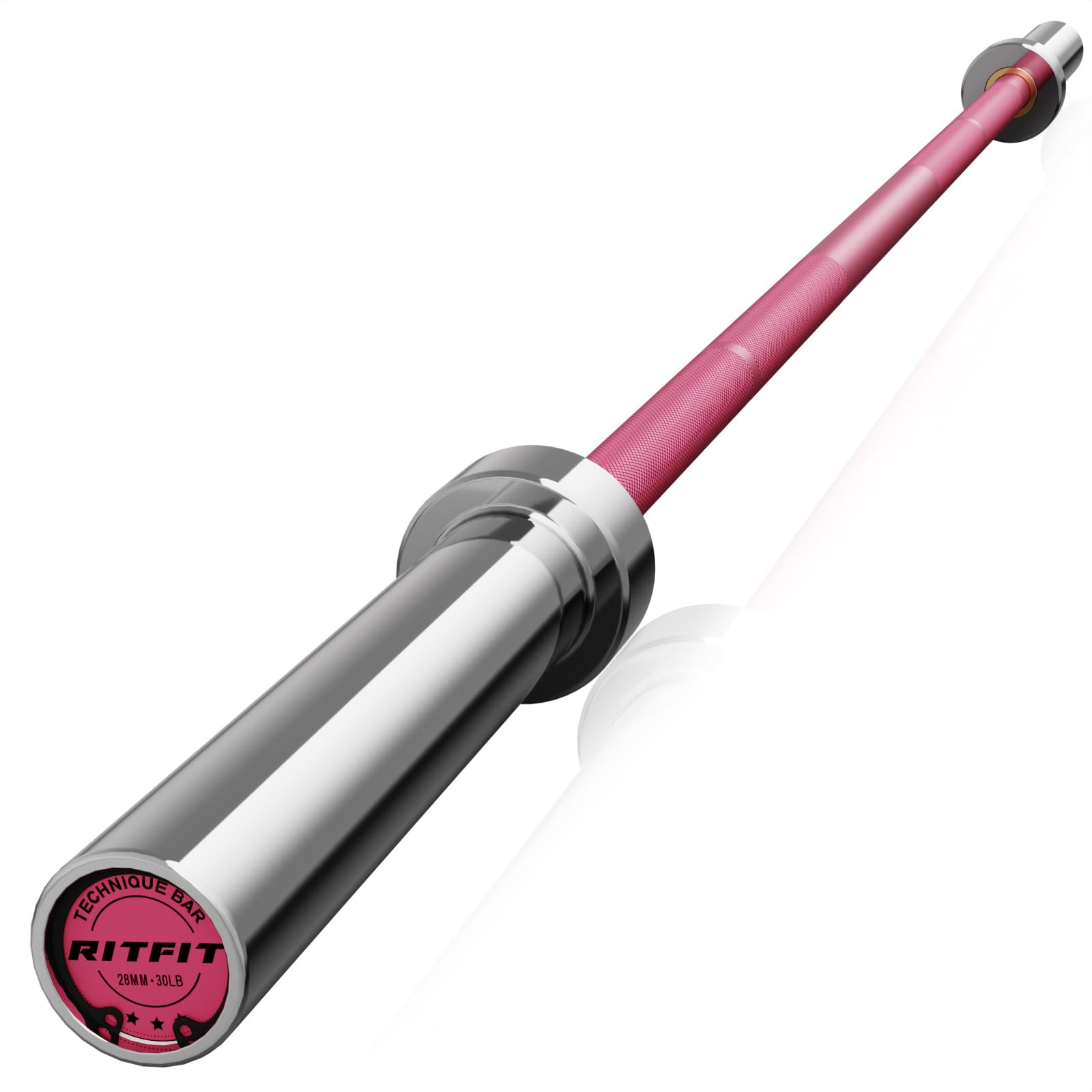 RitFit 6FT Olympic Barbell, 2-inch Weightlifting Bar for Strength Training and Home Gym Pink