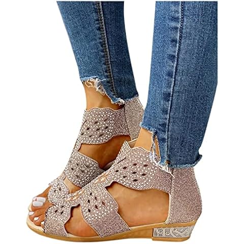 Sandalen Damen Flach, Sandalen Damen Sommer Flip Flops Bohemian Flach Zehentrenner Cover