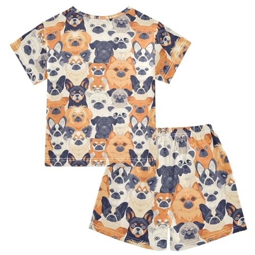 ALAZA Bulldog Pug Dog Cute Pajamas Short Sleeve 2 Piece Sleepwear Top and Bottom Pajama Set Unisex2