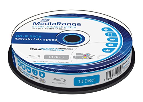 MediaRange MR496 25Go BD-R 10pièce(s) Disque Vierge Blu-Ray - disques Vierges Blu-Ray (4X, Boîte à gâteaux, 10 pièce(s))