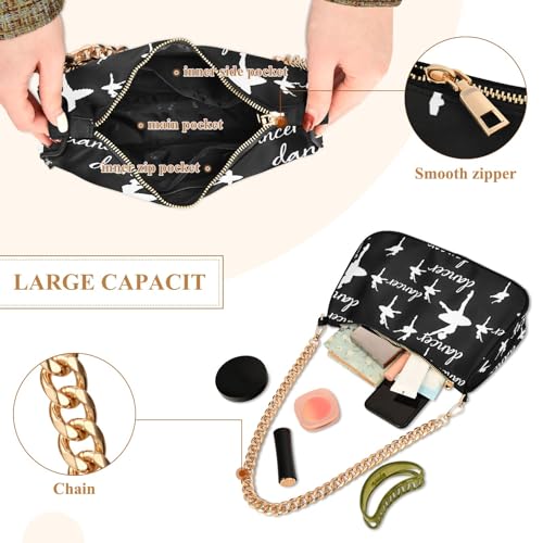 Clutch Shoulder Bags Tote Evening Purse Handbags for Women Ballet Dancer Black Hobo Bags with Zipper Closure4