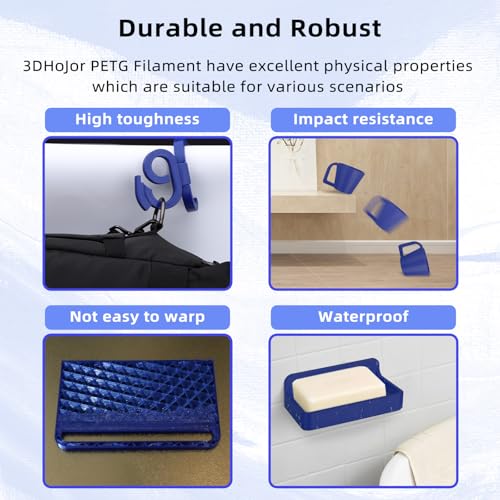 Image of 3DHoJor Update Basic PETG Filament 1.75mm 3D Printing Filament 1kg*2 Bundle Spool 3D Filament 1.75mm Dimensional Accuracy + /- 0.03mm Non Clogging,Print with Most 3D Printers-2Pack Red+Blue