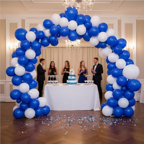 Image of TNWBA Latex Balloons 100 pcs 12 inch, White and Blue latex Balloons, birthday party decoration