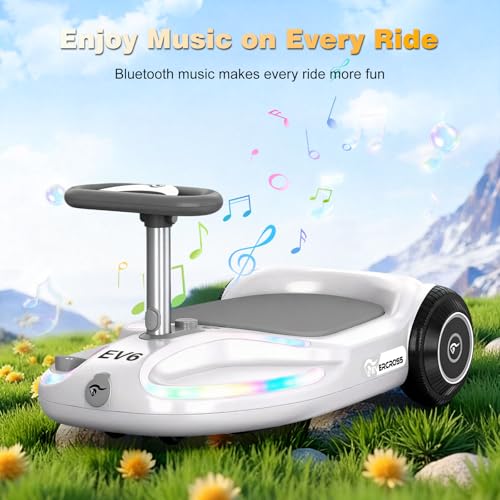 EVERCROSS EV6 Coche Eléctrico Infantil, 4-en-1 Recargable Carro, 3 Velocidades, Motor Brushless 90W, Anti-vuelco, Luces LED & Bluetooth, Patinete Eléctrico Plegable con Volante 360° para Niños - imagen 6