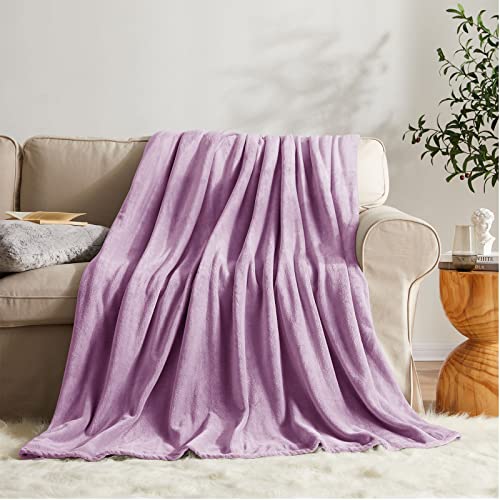 KMUSET Fleece Blanket Throw Size Lilac Lightweight Super Soft Cozy Luxury Bed Blanket Microfiber