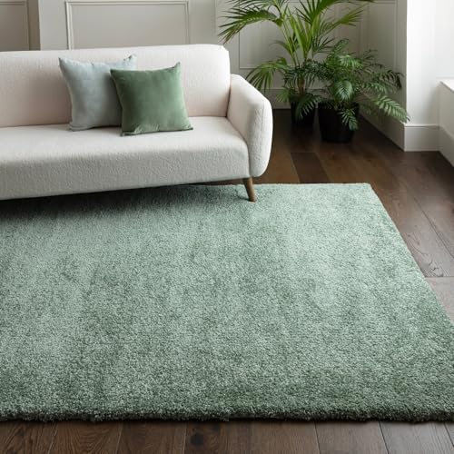 Lord of Rugs Modern Shaggy Rug Ultra Soft, Cozy, Plush, Densely Woven High Pile Carpet for Living Room & Bedroom Area Rug Sage Green, Large 160 x 230 cm (5'3x7'7)