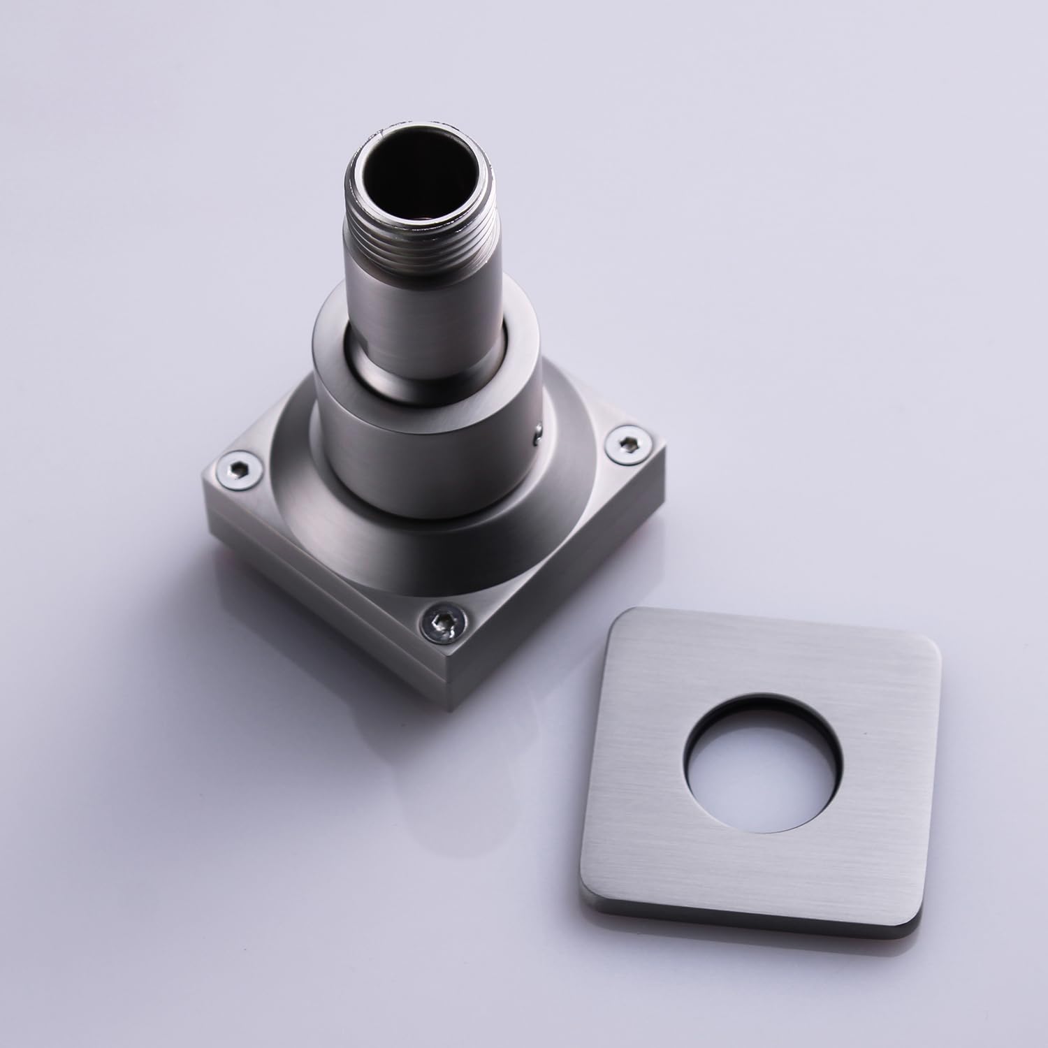 Duschkopf-Sprühdüse, gebürstetes Nickel, Messing, quadratisch, Wandmontage, 2 Funktionen, schwenkbar, Massagedüse, 4 Stück