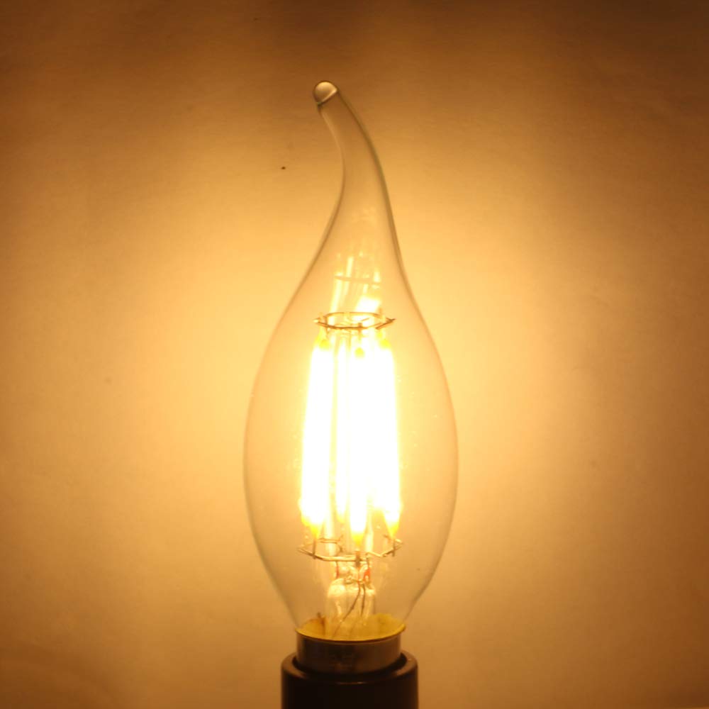 Pack de 10 Bombillas LED E14 para Candelabro, Filamento LED Edison Retrofit Classic, 6 W, 600 Lm, 2700 K Blanco Cálido, Equivalente Incandescente 60 W, AC 220–240 V, Regulable