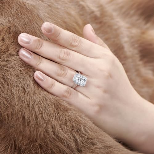 6 CT Moissanite Diamond Engagement Ring,Big Emerald Cut Wedding Bands for Women, 925 Sterling Silver Rings, D Color VVS1 Lover's Promise Ring, Fashion Jewelry Gifts4