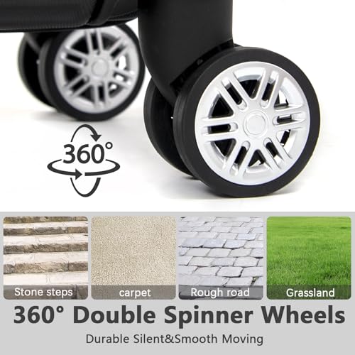 Hardshell Luggage Sets, Lightweight Carry-on with Spinner Wheels,Travel Rolling Suitcase Clearance with TSA Lock for travel (Black, 2-Piece Set 24/28)4