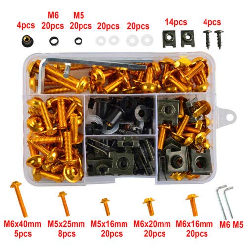 image for PLSUS Motorcycle Fairing Bolt Kit M5 M6 Bodywork Screws for Sportbike 