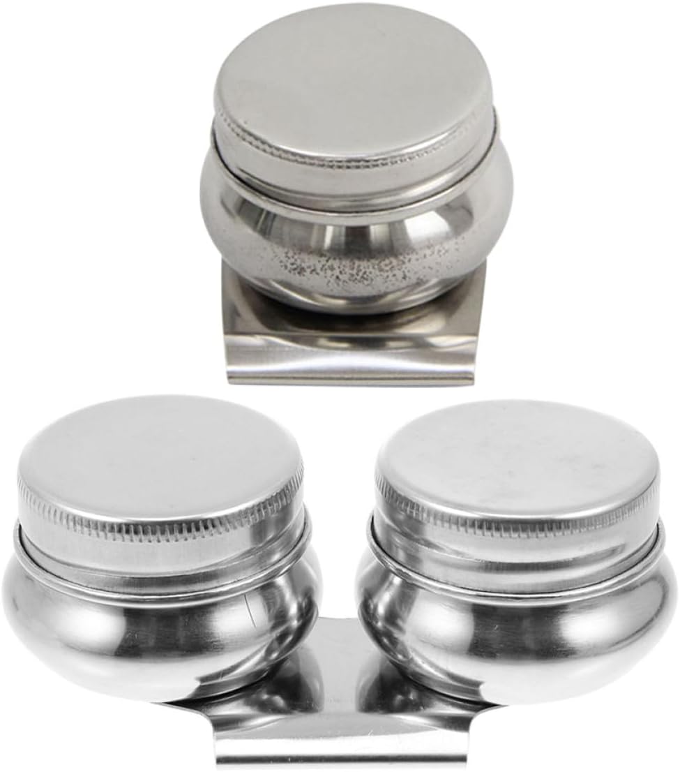 VILLFUL 2pcs Stainless Steel Watercolor Paint Cups Small Gouache Dippers with Lid for Oil Painting and Turpentine Mixing, Portable Palette Containers for Artists and DIY Art Supplies