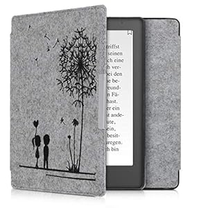 kwmobile hoes compatibel met Kobo Aura H2O Edition 2 – E-reader beschermhoes in zwart/lichtgrijs – Paardenbloemen Liefde