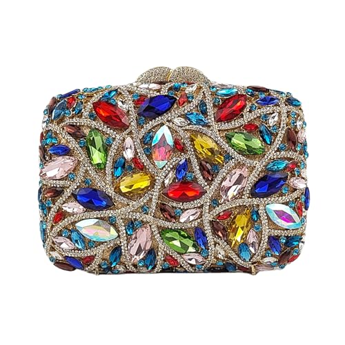 Image of Colorful Crystal Clutch Box Handbag Women Sparkling Evening Bags for Wedding Party Prom Purse