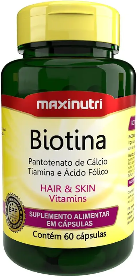 Biotina + Vit. B1, B5, Ác. Fólico - 60 Cáps., Maxinutri