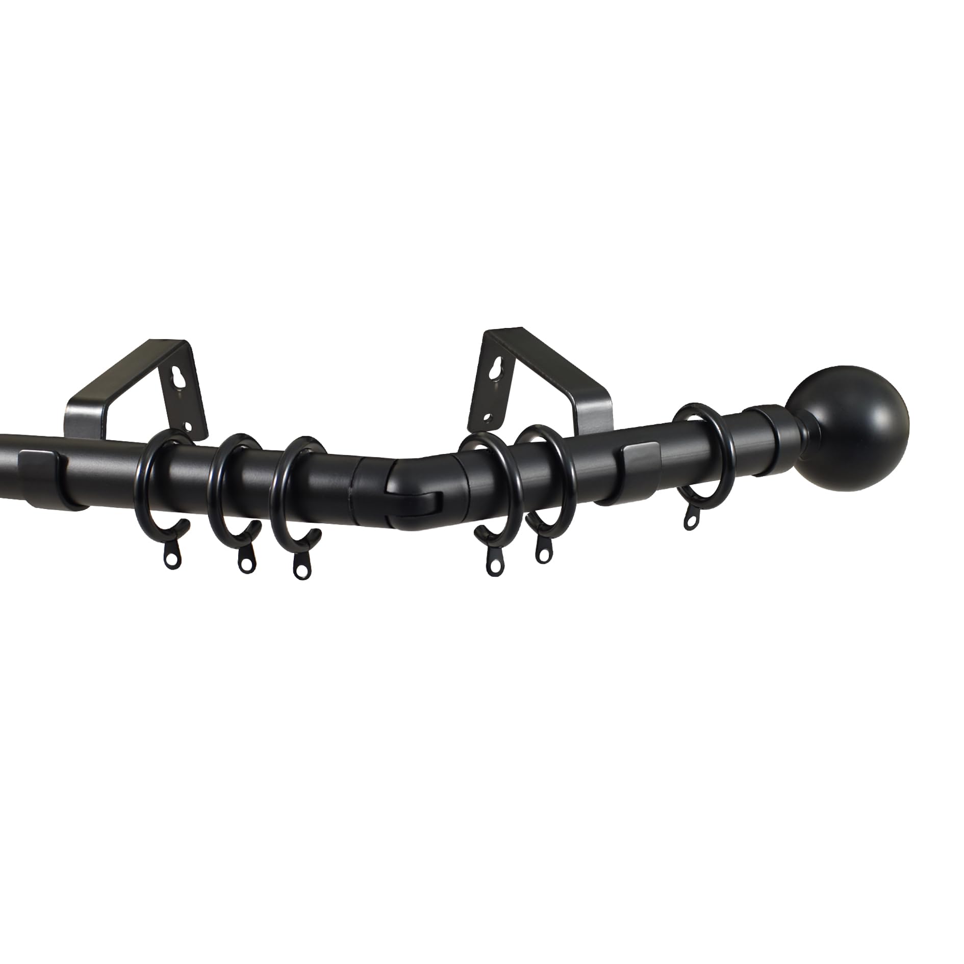 28mm Bay Window Curtain Pole Rod Passing Brackets C Rings 3 & 5 Side (Matt Black, 3m 3 Side Bay (3 x 1m Poles))