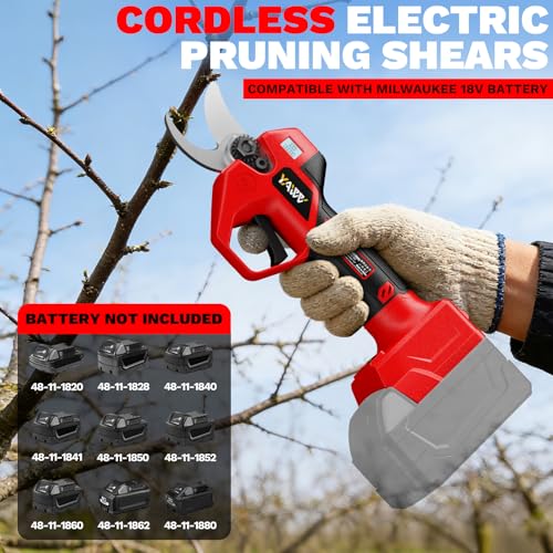 Image of Electric Pruning Shears for Milwaukee Battery, Portable Cordless Pruning Shears with LCD Display＆SK5 Blades, Adjustable Cutting Diameter 0.8-1.2 Inch for Gardening Tree Pruning(NO Battery)