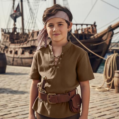Disfraz Medieval Niño Viking Pirata Renacentista Camisa miniatura 3