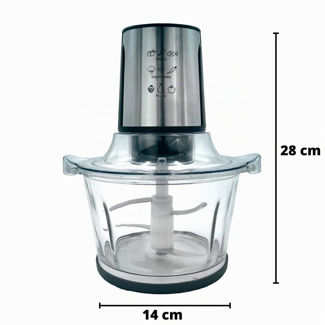 MAKA Tritatutto da Cucina Elettrico Ciotola in Vetro 1.5 Litri Tritacarne Passapomodoro 4 Lame Acciaio Inox 400W Frullatore Piedini Antiscivolo 2 Velocità Ciotola senza BPA Passaverdure Passata