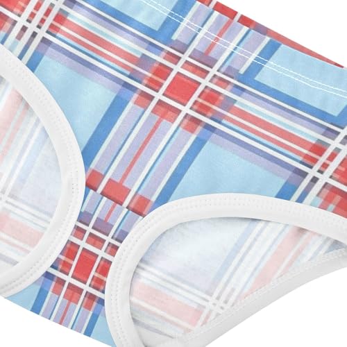 Red Blue Plaid Girls' Underwear Breathable Material Organic Underwear for Baby Girls in Sizes 2T,3T, 4T, 5T, 6Y and 8Y4