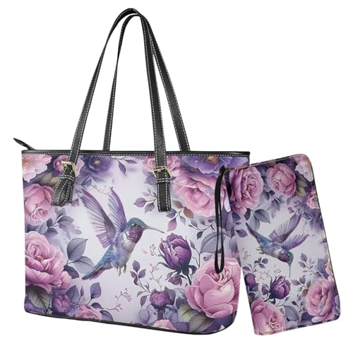 Bolsa Tote con Asa Superior y Billetera Lotusorchid miniatura 1