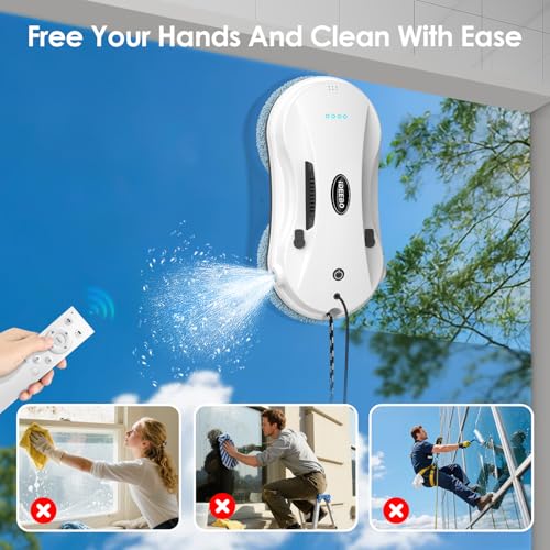iDEEBO Fensterputzroboter, Fensterroboter mit Automatischem Wasserstrahl, Intelligenter Navigation, Fensterreiniger Roboter Elektrisch für Innen- und Außenfenster, Glas, Fliesen