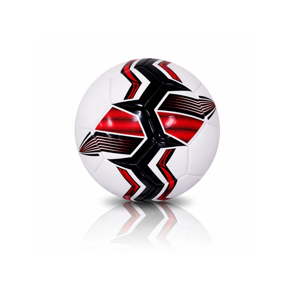 Item Name: Training Football | Size 3, Size 4 & Size 5 | Durable PU Football for Training, Practice & Kickabouts | White & Red or White & Blue | Supplied Deflated