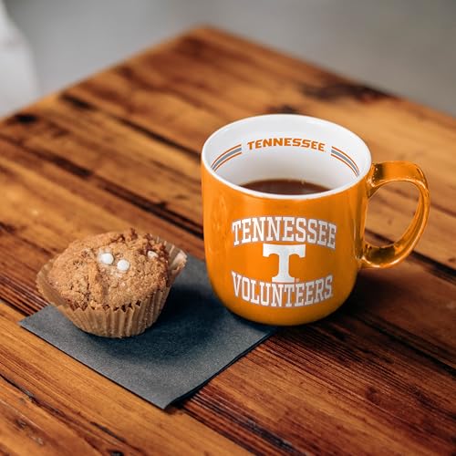 Image of Logo Brands NCAA Tennessee Volunteers 15oz Stripe Mug - Team Logo, Inside Print, Standard Handle, Microwave & Dishwasher Safe