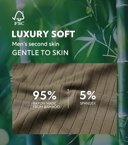 DAVID ARCHY Men's Underwear Breathable Rayon Made from Bamboo Boxer Briefs for Men 4 Pack with Fly4