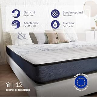 NATURALEX - Lot 2 Matelas PerfectDream 80x200 - Soutien Mousse à mémoire de Forme - Accueil Blue Latex - Confort Équilibré - Respirant - 7 Zones - Réversible - Ergonomique - Fabriqué en Europe