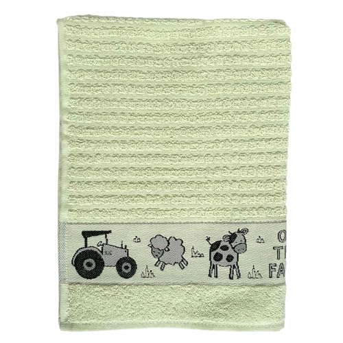 Riggs 100% Cotton 3 Pack On The Farm Design Kitchen Hand Tea Towels in Green