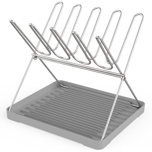 Solvrix Bottle Drying Rack Stainless Steel Foldable Water Bottle Drying Rack Organizer with Drain Tray for Baby Bottles Cups Mugs and Glass Baby Bottles Dryer Countertop Stainless Steel