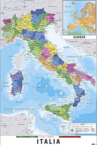 Close Up Mappa Italia Fisico Politico Map of Italy (61cm x 91,5cm) + a surprise poster!