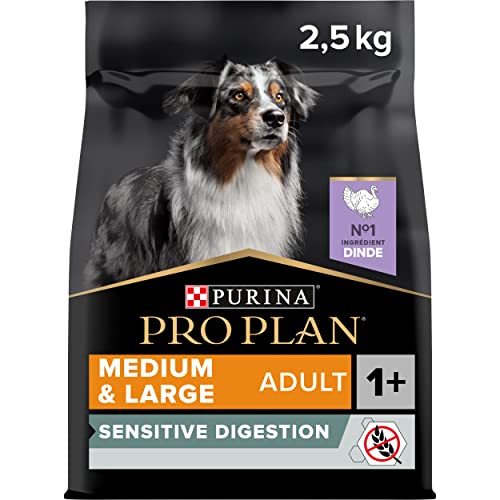 PRO PLAN Chien Formule Sans Céréales Medium & Large Adult Sensitive Digestion Dinde 2,5kg Croquettes pour chiens adultes de taille moyenne et grande ayant une digestion sensible