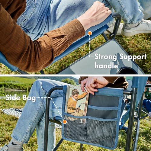Portal Silla de Director para Camping para Adultos con Mesa Lateral, Plegable, Soporta 300 libras, Azul miniatura 5
