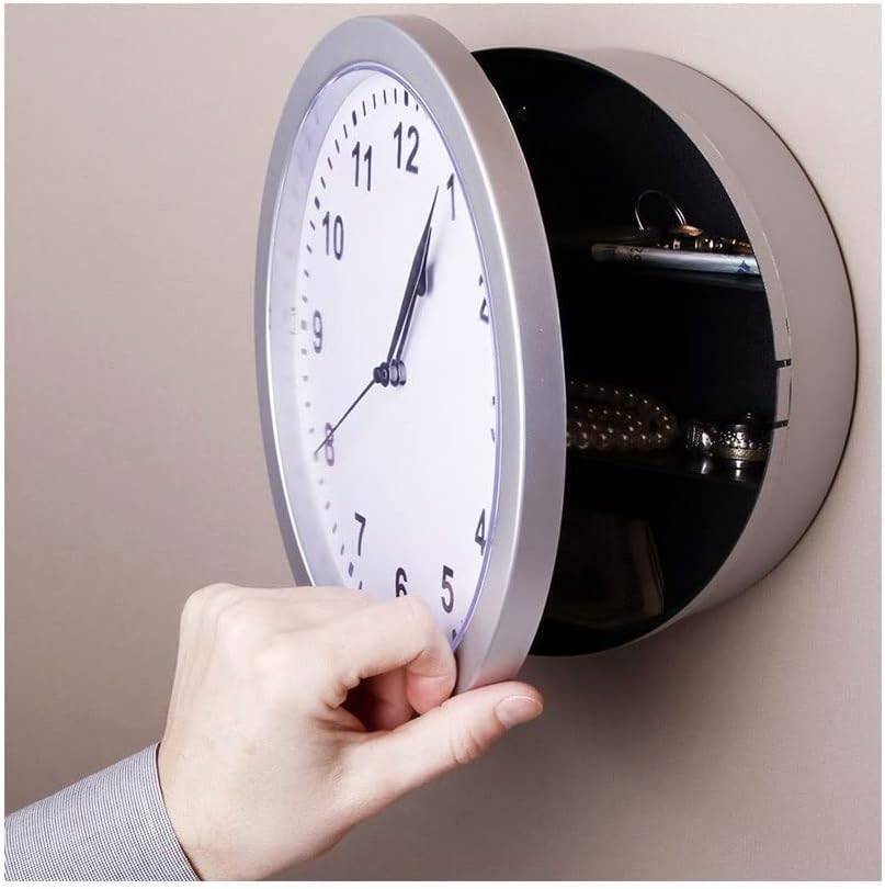 FLIPXEN Wall Clock Hidden Safe Secret Wall Clock Safes Container Box for Money Stash Valuables Jewelry Cash Storage Safe Box Kitchen Storage Man Cave Secret Stash Box