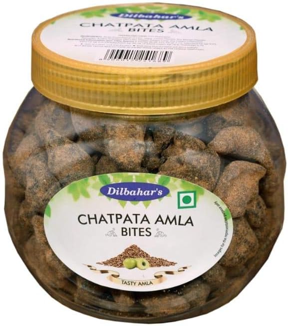 Dilbahar's Amla Candy Chatpata | Amla Candy Chatpata Dry | Amla Pachak Dry Salted | Digestive Mukhwas Mouth Freshener | Chatpata Amla Bites 350G Container Pack Of 1